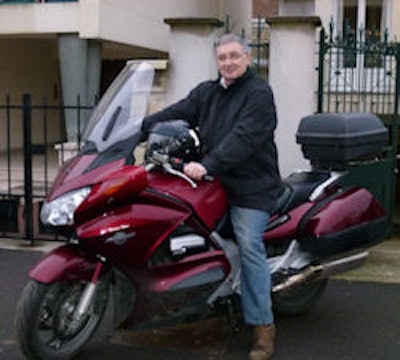 Revving up for action in Vienna: Motorbiking is Prof. Menu's newest passion, and he learned to ride last year.