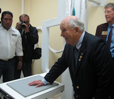 Rotary International representative John Vanden Brink at the unveiling of the new digital x-ray system. All images courtesy of Vanden Brink.