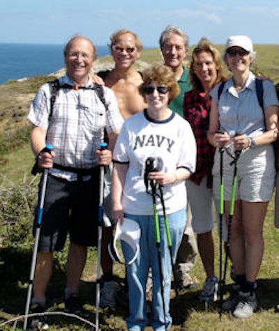 Bonomo and a group of fellow chest radiologists and their partners enjoy an annual trekking holiday in Europe. From left to right are Dr. Philippe Grenier from Paris, Dr. Christian Herold from Vienna, Dr. Theresa McLoud from Boston, Dr. Lorenzo Bonomo, Sigrid Herold, and Diana Flower.