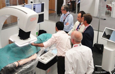 Simulators can play an important role in facilitating training of embolization procedures, as shown by this photo from the Orzone Educational Sessions at the CIRSE 2011 meeting, held last September in Munich, Germany. The training setup consisted of the Orzone hybrid training cath lab; Orcamp, the Mentice endovascular simulator; VIST-C and the Laerdal full-body patient; and SimMan 3G. Image courtesy of Orzone AB, Göteborg, Sweden, and Dr. Lars Lönn, PhD.