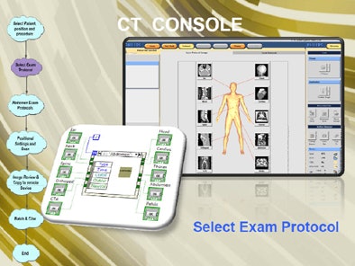 Mockup and real CT scanner console