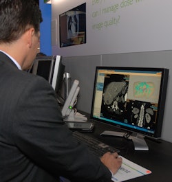 Lou Bonincontri from Philips demonstrates the intelliSpace Portal workstation.