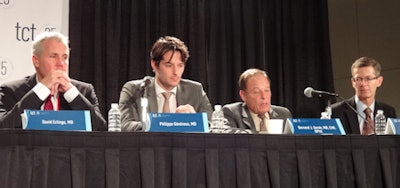 Session panelists (left to right): Dr. David Erlinge, Dr. Philippe Généreux, Dr. Bernard Gersh, and Dr. James Hermiller.