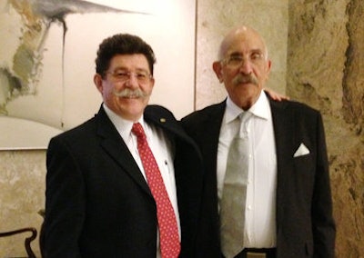 Dr. Jan Labuscagne (left) has made it a key objective to promote good relations between the global radiological community and the Middle East. He is shown here with Dr. Hassen Gharbi from Tunisia, who is a member of the ISR Executive Committee and president of the World Federation of Ultrasound in Medicine and Biology. Image courtesy of ISR.
