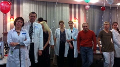 Sinitsyn (second from the left) celebrated his 53rd birthday last year with colleagues from his department. On the far left is Dr. Elena Mershina, who is his deputy and an active member of ECR subcommittees. The duo has worked together for almost 20 years. All images courtesy of Dr. Valentin Sinitsyn.