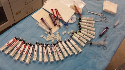 Embolization materials used during a single uterine fibroid embolization procedure at Al Ain Hospital in May 2014. All images courtesy of Dr. Jamal Alkoteesh.