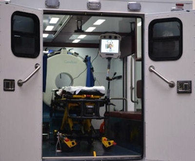 The mobile stroke unit is equipped with a conebeam CT scanner to rule out hemorrhagic stroke before administration of tPA.