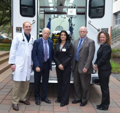 Left to right: Dr. Eric Bershad, Baylor College of Medicine and St. Luke's Hospital; Dr. James Grotta, director of mobile stroke unit consortium, Memorial Hermann Hospital; Dr. Elizabeth Noser, University of Texas Department of Neurology; Dr. David Persse, medical director of Houston Emergency Medical Services; and Stephanie Parker, mobile stroke unit project manager.