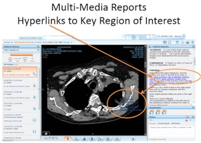 With multimedia reports, referring physicians can access key regions of interest via hyperlinks, for example. Image courtesy of Dr. Richard Duszak Jr.