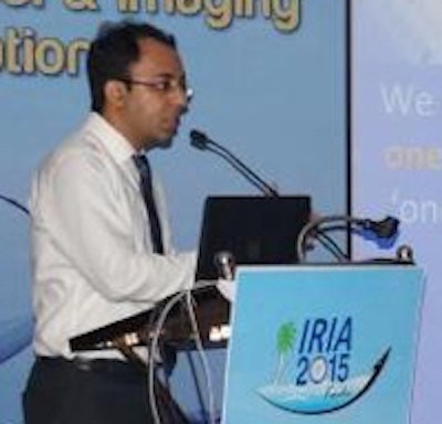Dr. Sumer Sethi addresses the IRIA 2015 conference. Photo by Dr. Woojin Kim.