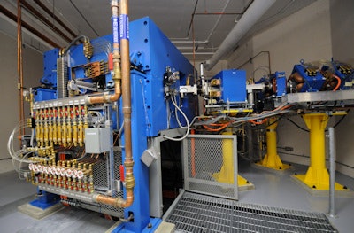 The cyclotron uses the nonradioactive isotope molybdenum-100 to produce Tc-99m. Image courtesy of CHUS.