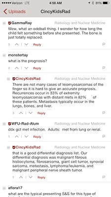 Users can ask questions and post comments on the CincyKidsRad Figure 1 hospital account.