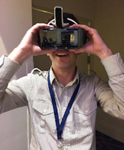 A SIIM attendee (and later, a reporter) were impressed by a high-resolution 360° view of an operating theater inside the Oculus Rift viewer.