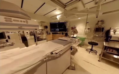 2D rendition of a 3D VR screenshot inside an interventional suite. Image courtesy of Dr. Colin McCarthy.