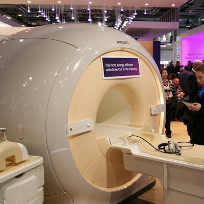 Philips is showing the ScanWise Implant protocol optimization feature for MRI scanners such as the Ingenia 1.5T S, shown here.