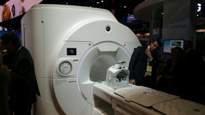 Signa Premier is a 3-tesla MRI scanner for research and clinical use being shown as a work-in-progress.