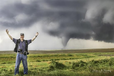 Burdeny with a tornado spotted near Dodge City, KS.