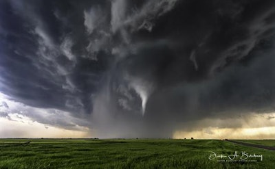 A tornado in Caldwell, KS. All images courtesy of Dr. Derek Burdeny.