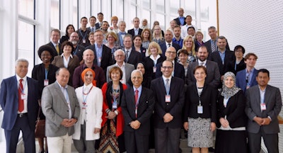 The 2016 IAEA technical meeting on DRLs in Vienna. Dr. Dina Husseiny Salama is third from the left in the front row, and Madan Rehani, PhD, another study author, is fifth from the left. Image courtesy of Dr. Dina Husseiny Salama.