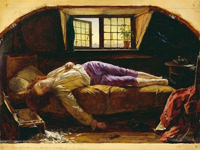'The Death of Chatterton' by Henry Wallis is an example of the paintings used in the study. Before training, some of the residents missed the smoke coming from the candle, according to the authors. Image courtesy of the Yale Center for British Art.