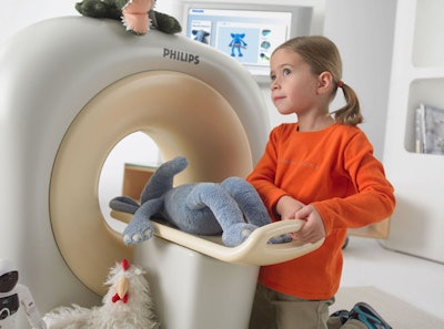 The KittenScanner allows pediatric patients to 'scan' plush toys and learn about the imaging process. Image courtesy of Philips Healthcare.