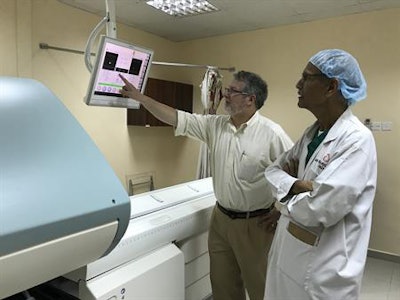 Reviewing sentinel node map with the chief surgeon at Aga Khan Hospital. Image courtesy of Dr. Sam Friedman.