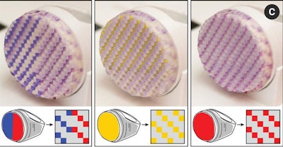 The ColorFab interface can create 3D-printed models of different colors, with areas that activate upon exposure to UV light. Image courtesy of MIT's Computer Science and Artificial Intelligence Laboratory.