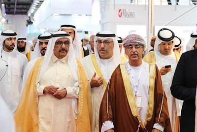 Sheikh Hamdan (shown front left) attends the opening of Arab Health 2018. Image courtesy of Arab Health.