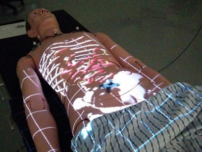 Medical images displayed on a mannequin using the augmented reality technology of ProjectDR. All images and video courtesy of Ian Watts.