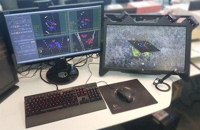 The hybrid interface combines a traditional 2D interface with a virtual reality device for synchronous 2D and 3D viewing of medical images. Image courtesy of Harish Mandalika.