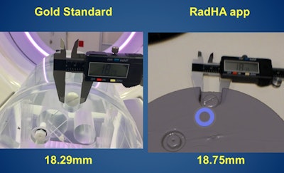 Measurements of augmented reality holograms match standard measurements. Image courtesy of Dr. Jesse Courtier.
