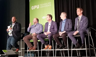 From left to right: Abdul Hamid Halabi, NVIDIA; Alejandro Franji, PhD, University of Sheffield; Wiro Niessen, PhD, MICCAI; Michael Tilkin, ACR; Dr. Keith Dreyer, PhD, MGH and ACR.
