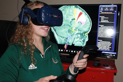 A virtual reality device allows users to visualize 3D images of patients' brain MRI scans. Image courtesy of Dr. Vinodh Kumar.