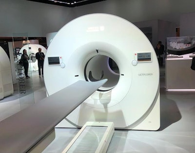 At RSNA 2018, UIH showed a mockup of the work-in-progress total-body Explorer PET scanner.