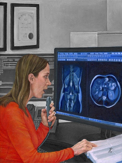 Radiologist dictating (above) and interventional radiologists taking out a portacath in a patient (below). Images courtesy of Dr. Kari Visscher; copyright Kari Visscher.