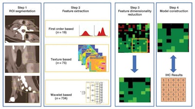 Radiomics workflow for drawing immunohistochemical characteristics from CT scans. Image courtesy of AJR.