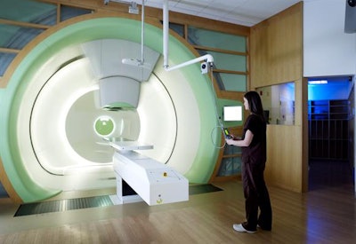 A proton treatment room at Roberts Proton Therapy Center at the University of Pennsylvania. Image courtesy of the University of Pennsylvania.