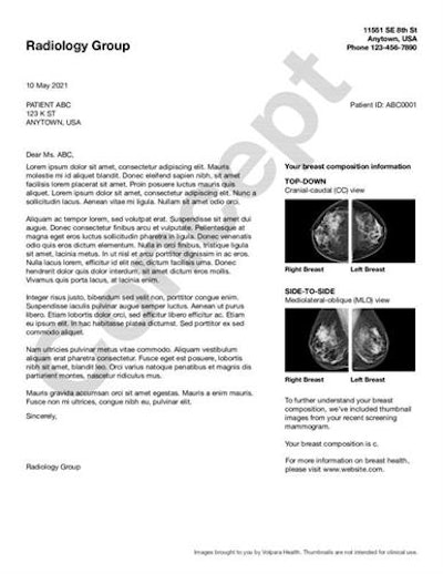 Volpara tool lets docs add images to density letters AuntMinnie