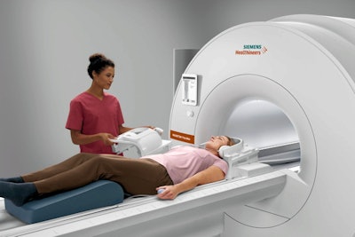 Magnetom Free.Max is a 0.55-tesla MRI scanner being shown as a work-in-progress.
