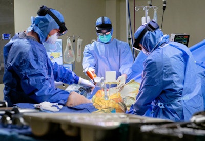The HipInsight system projects holograms on AR glasses so they can help perform orthopedic surgeries. Imaging courtesy of Surgical Planning Associates.