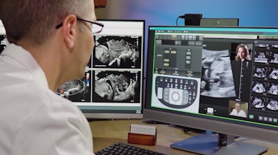 Dr. Michael Ruma communicates with a sonographer performing a fetal ultrasound exam at a remote location. Image courtesy of Dr. Michael Ruma.