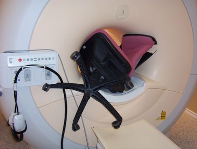 Office chair caught in MRI scanner. Image courtesy of Dr. Frank Shellock, MRISafety.com.