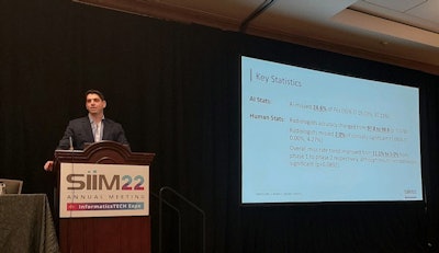 Dr. Steven Rothenberg from the University of Alabama at Birmingham showed results from a prospective study that found artificial intelligence does not significantly improve detection of pulmonary embolism from CT images. Rothenberg presented at the Society for Imaging Informatics in Medicine (SIIM) annual meeting in Kissimmee, FL.