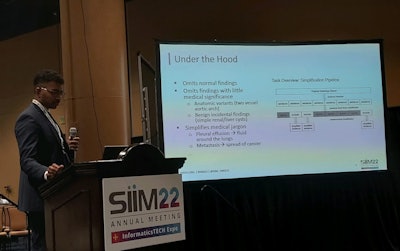 Pratheek Bobba from Yale University presented a proof of concept at the SIIM annual meeting that showed the potential of an AI model that simplifies medical language for patients to better understand radiology reports and increase adherence to recommendations. Although more data and training are needed, Bobba and colleagues said the initial results are encouraging.