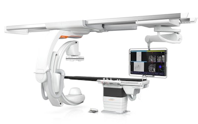 The Artis icono floor ceiling-suspended angiography system from Siemens Healthineers.