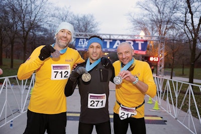 In the men's division, the medals went to (left to right) Erik Fredenberg (bronze), Francesco Mungai (gold), and Romain Labas (silver). Courtesy of RSNA Daily Bulletin.