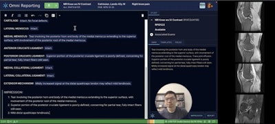 Rad AI's Omni Reporting software uses generative AI technology to assist radiologists in preparing radiology reports. Image courtesy of Rad AI.