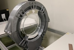 A photograph of the detector ring of the ProsPET system.