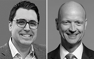 Tim Merchant (left) of RadNet, and Gregory Sorensen, MD (right), of DeepHealth, help lead RadNet's new Walmart MammogramNow clinic standups.