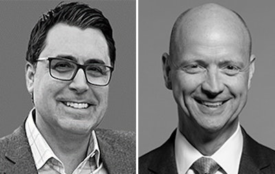 Tim Merchant (left) of RadNet, and Gregory Sorensen, MD (right), of DeepHealth, help lead RadNet's new Walmart MammogramNow clinic standups.